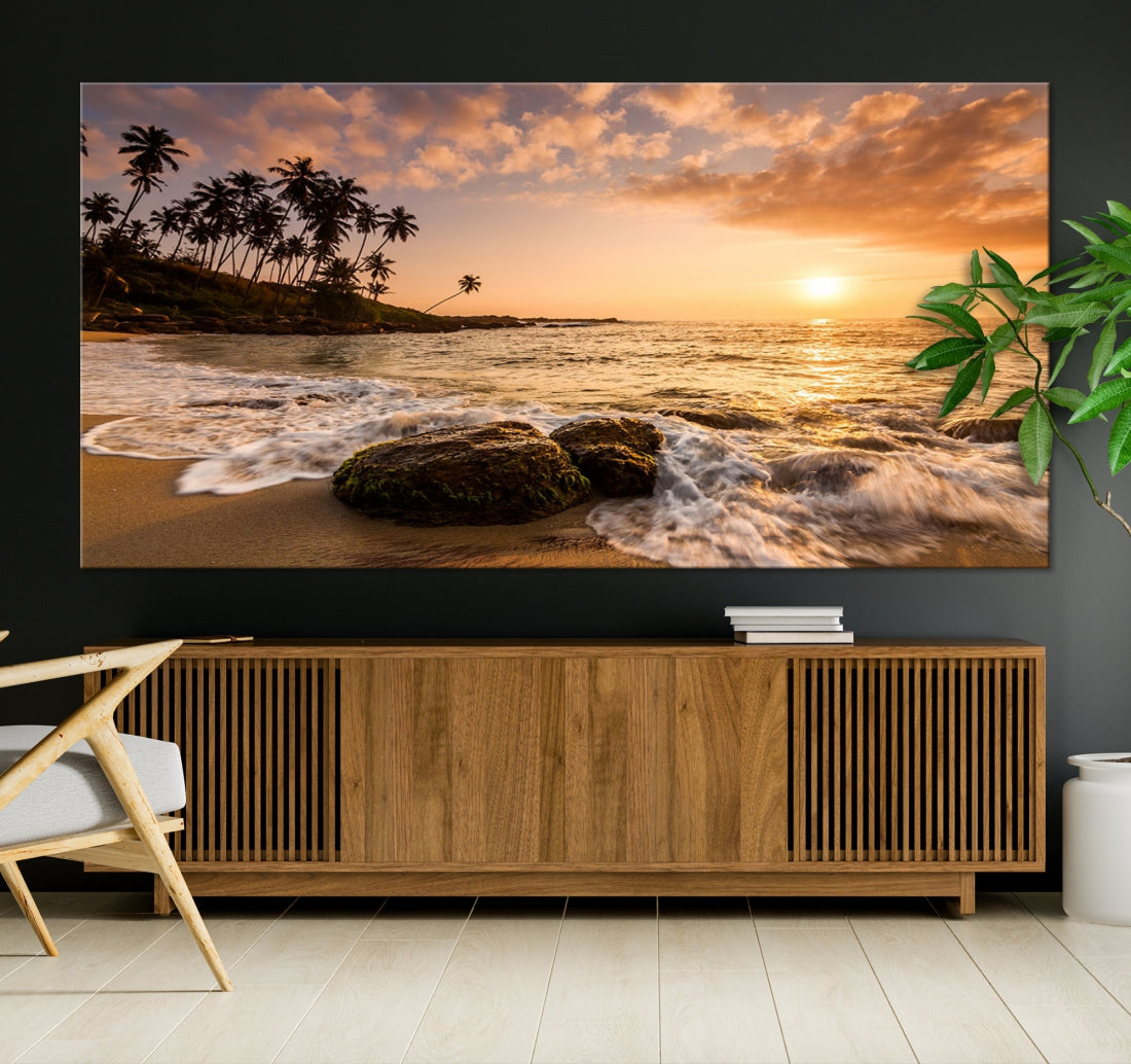 Tropical Island and Sunset Landscape Giclee Print Large Canvas Wall Art