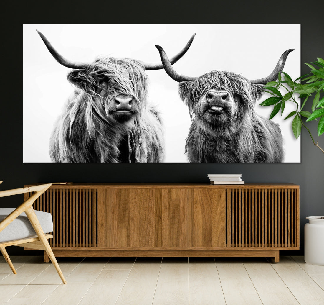 Bring the Charm of a Scottish Highland Cow to Your Farmhouse with Our Wall Art Canvas PrintA Rustic & Cozy Decor