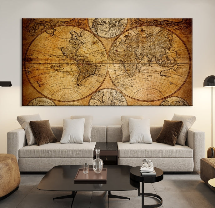 Large Wall Art Antique World Map Canvas PrintAtlas World Map Wall Art Print