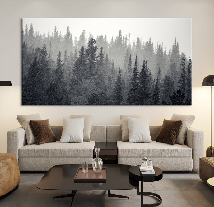 Foggy Forest Canvas Wall Art Framed Landscape Print Relaxing Wall Decor