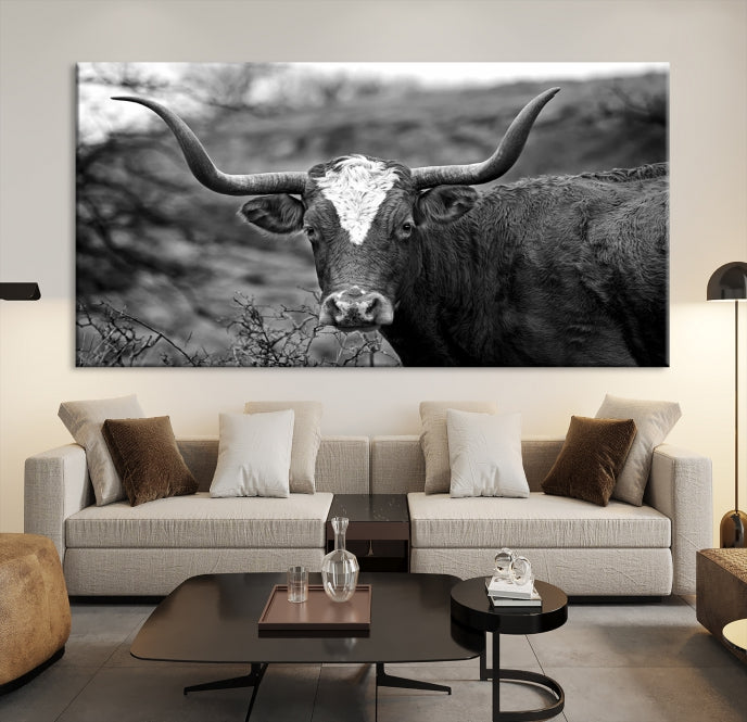 Texas Cow Large Wall Art Canvas Print