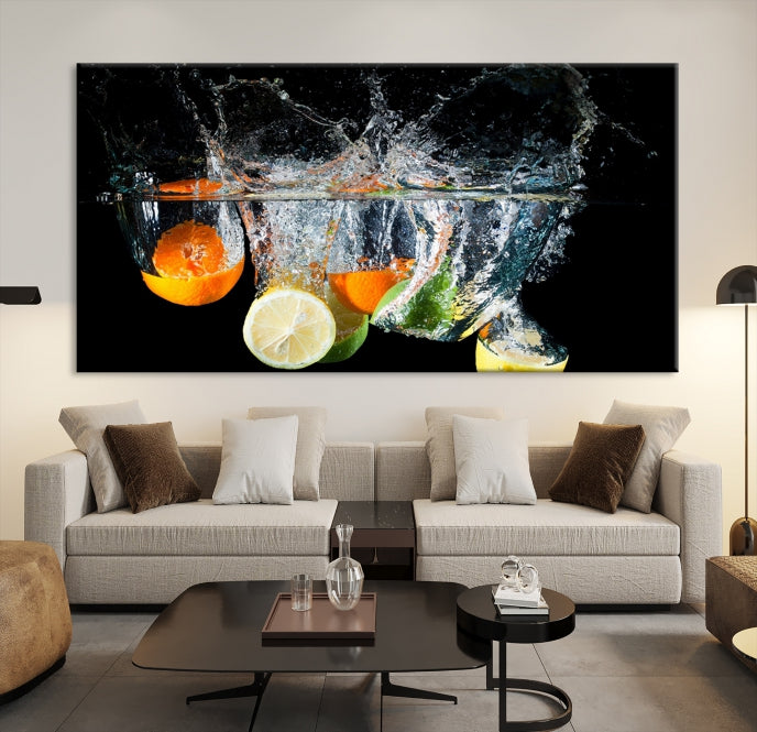 Large Kitchen Wall Art Fruits in Water Art Canvas Print