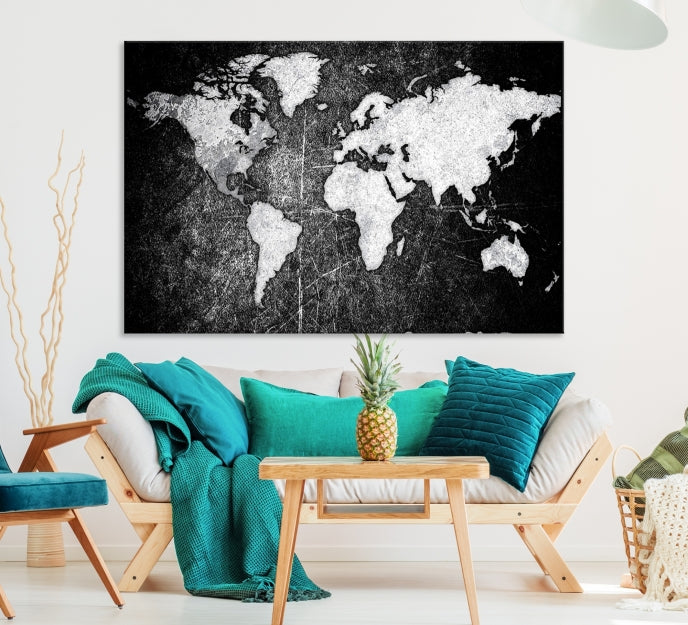 Black World Map