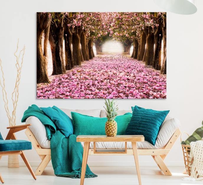 Mesmerizing Blossom Cherry Trees Large Wall Art Framed Canvas Print