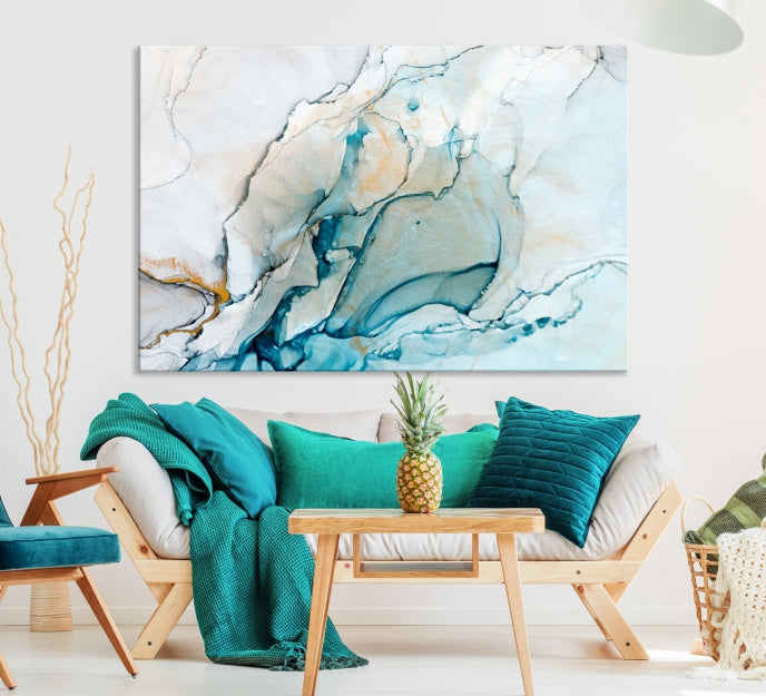 Bring a Modern & Stylish Touch to Your Home Decor with Our Large Abstract Fluid Effect Marble Canvas Wall Art Print