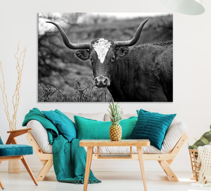 Texas Cow Large Wall Art Canvas Print