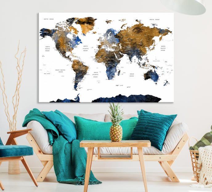 Bring Your Travel Dreams to Life with Our Large Modern World Map Canvas Print Wall ArtA Stylish & Informative Decor