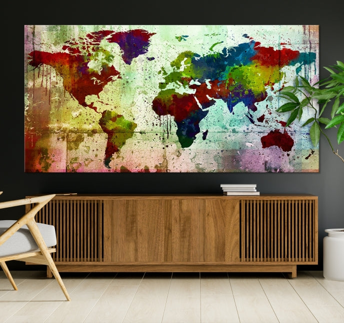 Watercolor World Map Canvas Print