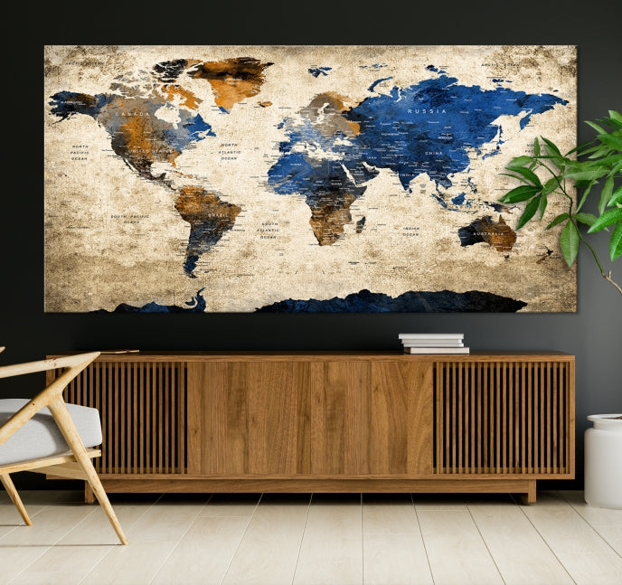 Upgrade Your Decor with a Touch of Grunge & Vintage StyleOur Modern Travel World Map Canvas Print Wall Art