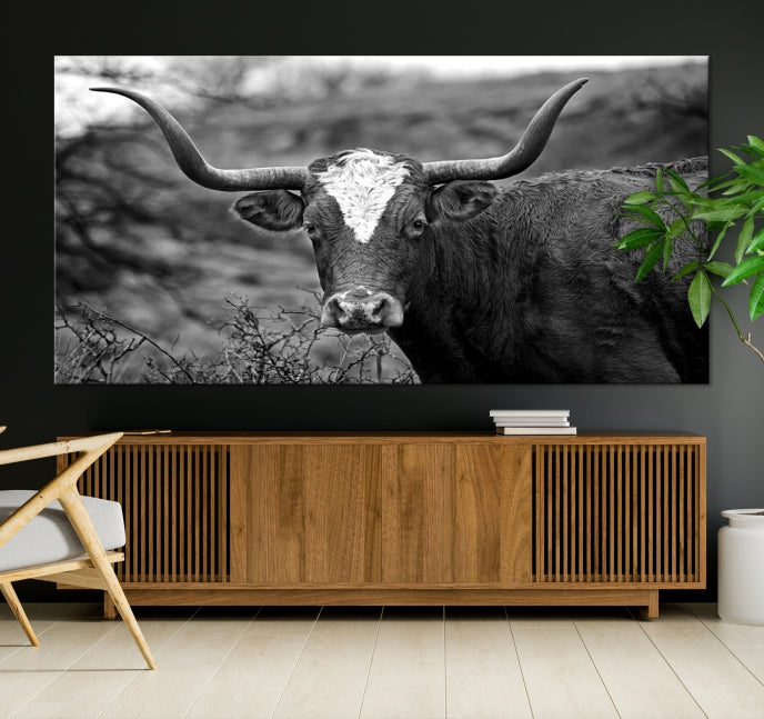 Texas Cow Large Wall Art Canvas Print