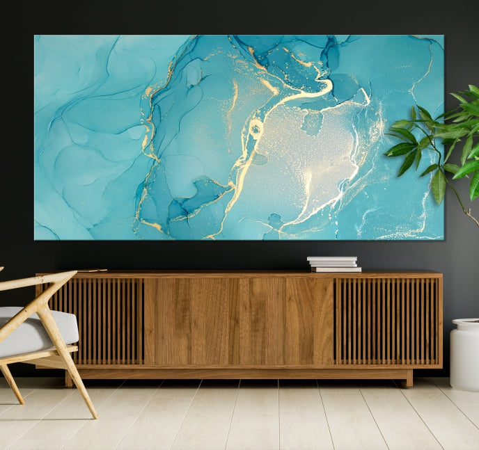 Large Turquoise Abstract Canvas Wall Art Abstract Print