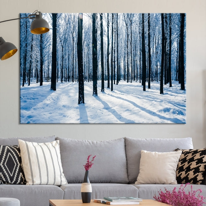 Winter Season in Forest Wall Art Canvas Print