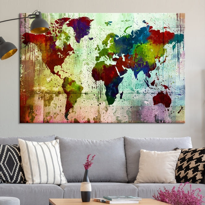 Watercolor World Map Canvas Print