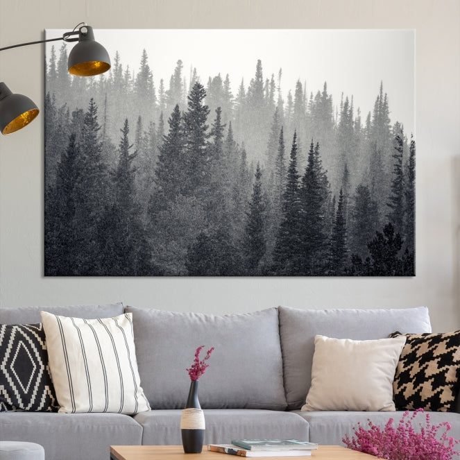 Foggy Forest Canvas Wall Art Framed Landscape Print Relaxing Wall Decor