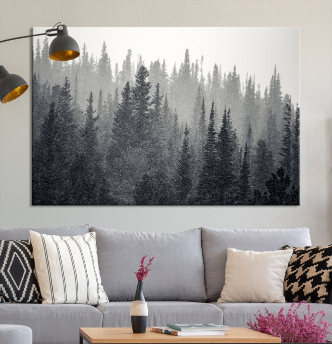 Foggy Forest Canvas Wall Art Framed Landscape Print Relaxing Wall Decor