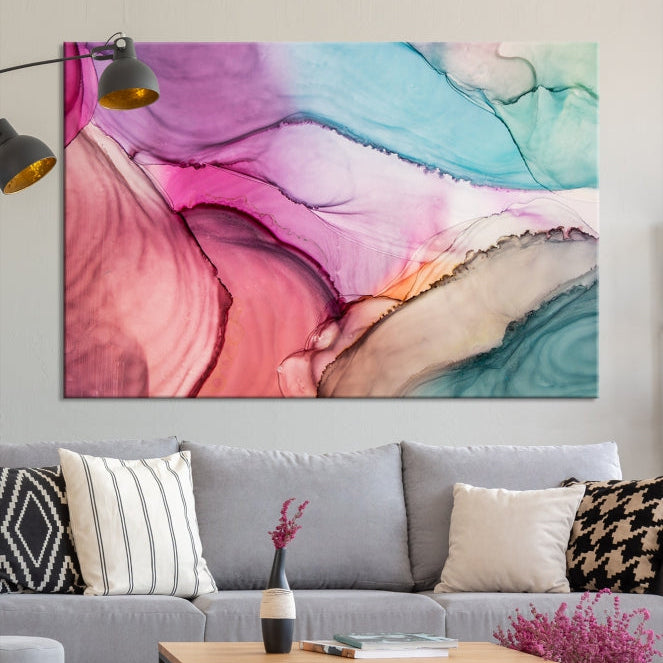 Colorful Marble Abstract Wall Art Print Canvas Living Room Kitchen Wall Decor