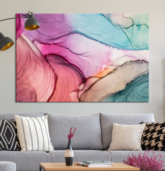 Colorful Marble Abstract Wall Art Print Canvas Living Room Kitchen Wall Decor