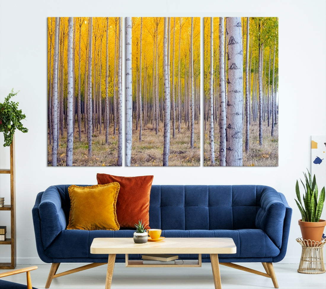 Yellow Forest Autumn Landscape Tree Wall Art Landscape Canvas Print