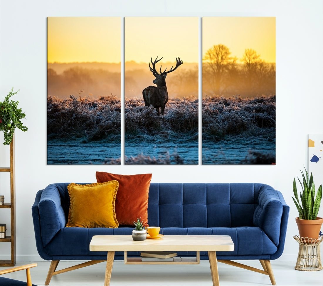 Deer at Sunset Canvas Print