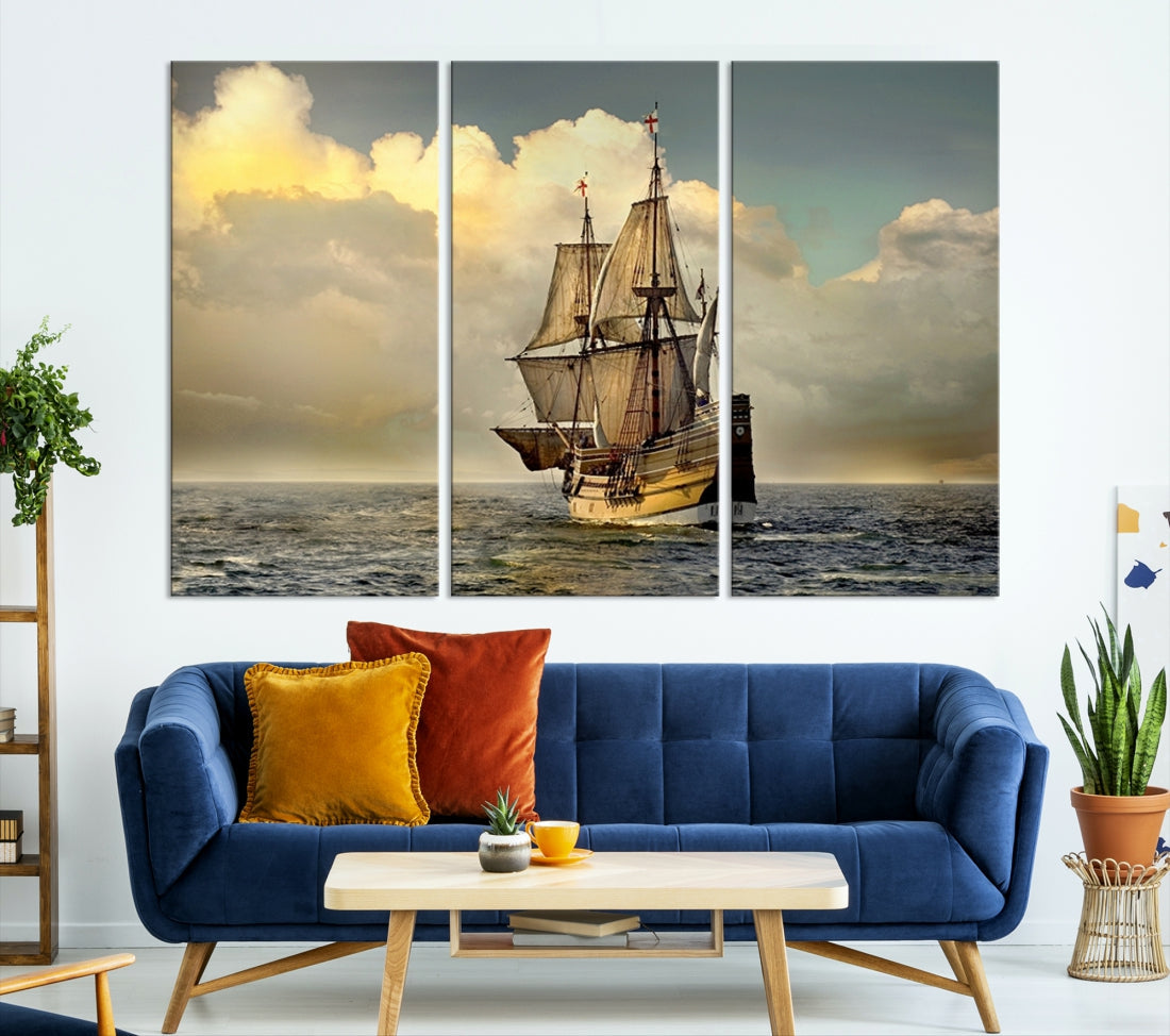 English War Ship Giclee Canvas Extra Large Wall Art Print