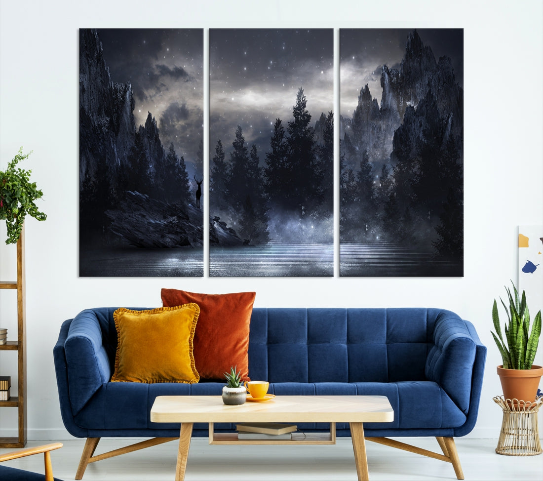 Thrilling Dark Forest Wall Art Canvas Print