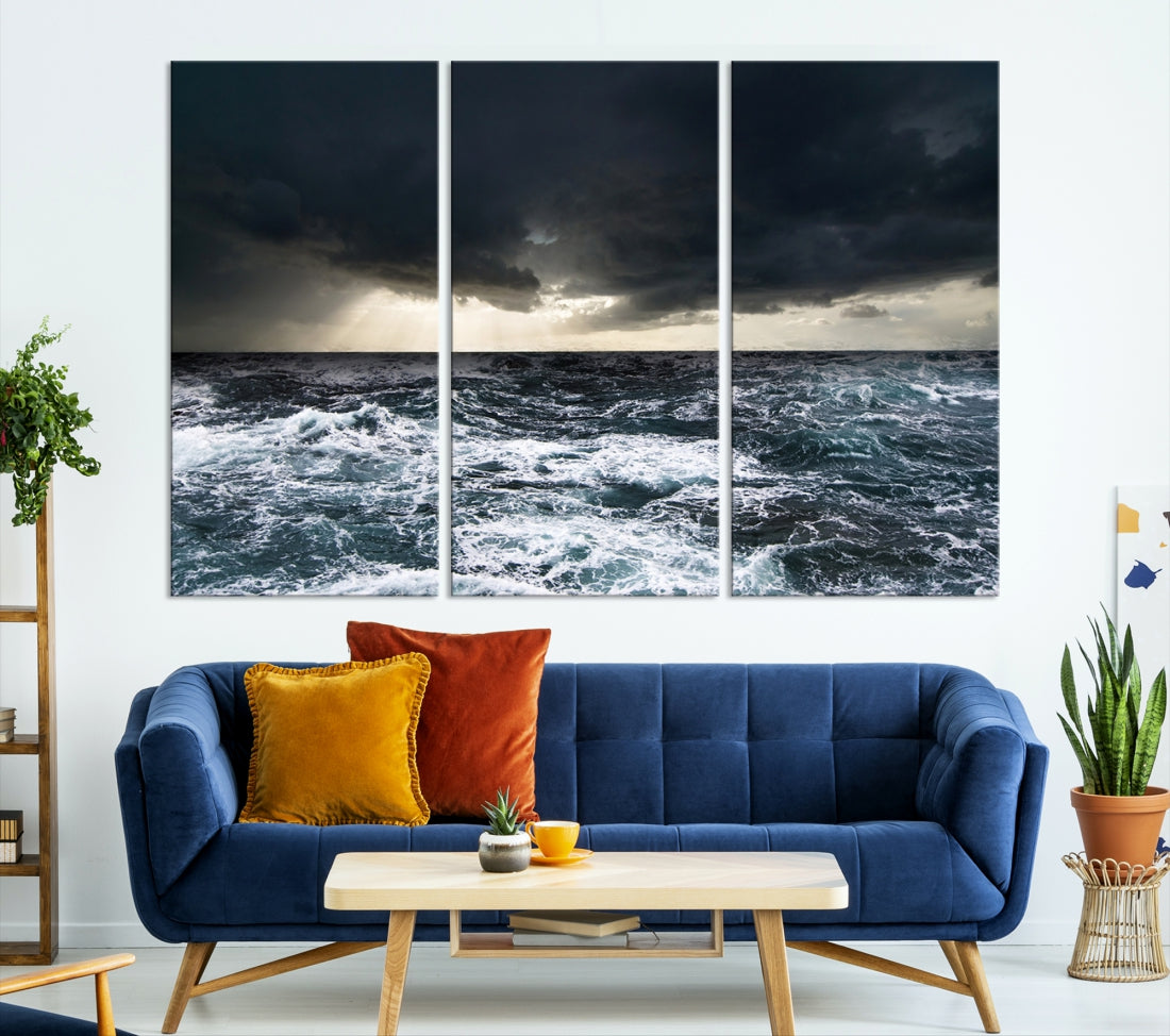 Stormy Sea Ocean Landscape Large Canvas Art Print for Home Decoration