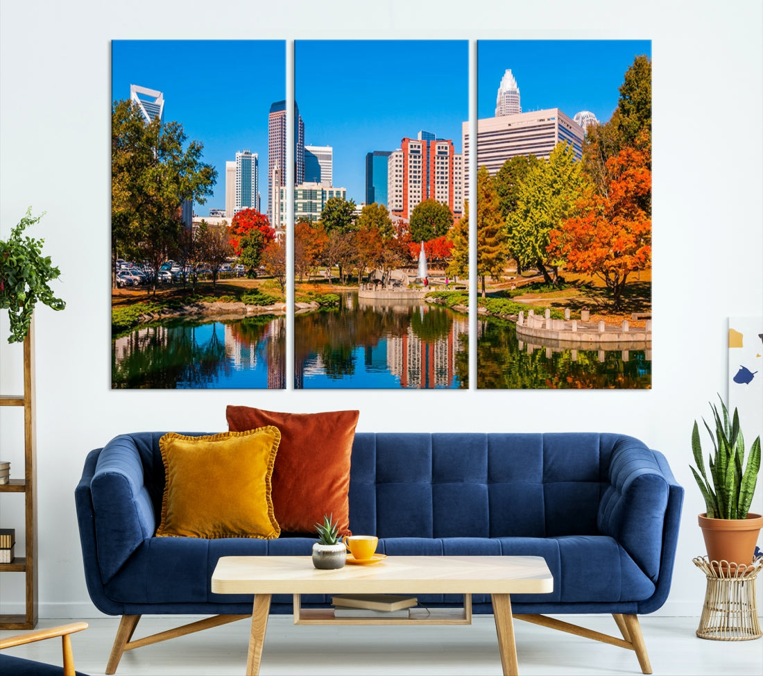 Charlotte City Photo Print Framed Canvas Wall Art Cityscape Wall Decor