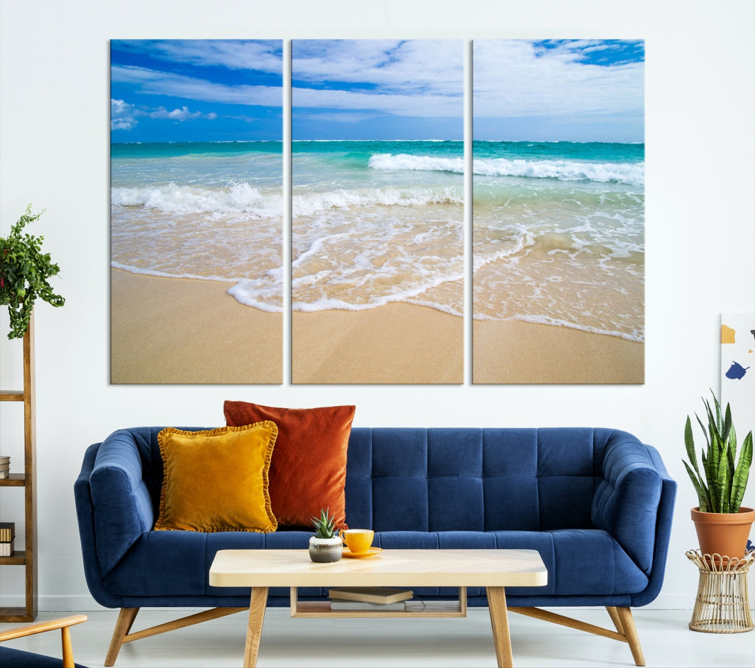 Soothing Tropical Beach Wall Art Canvas Print Coastal Ocean Holiday Season Wall Decor