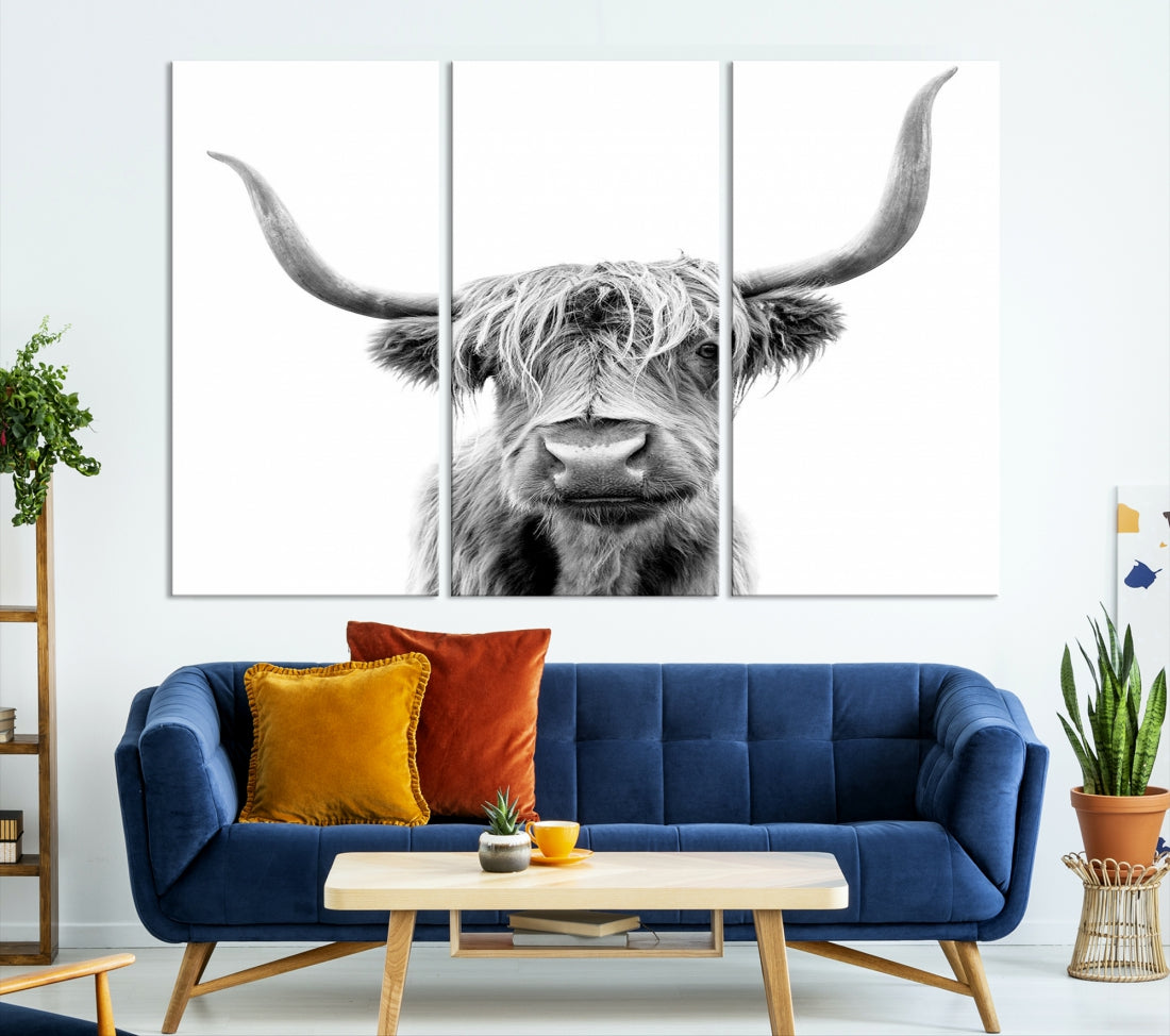 Bring the Charm of a Scottish Highland Cow to Your Farmhouse with Our Wall Art Canvas PrintA Rustic & Cozy Decor