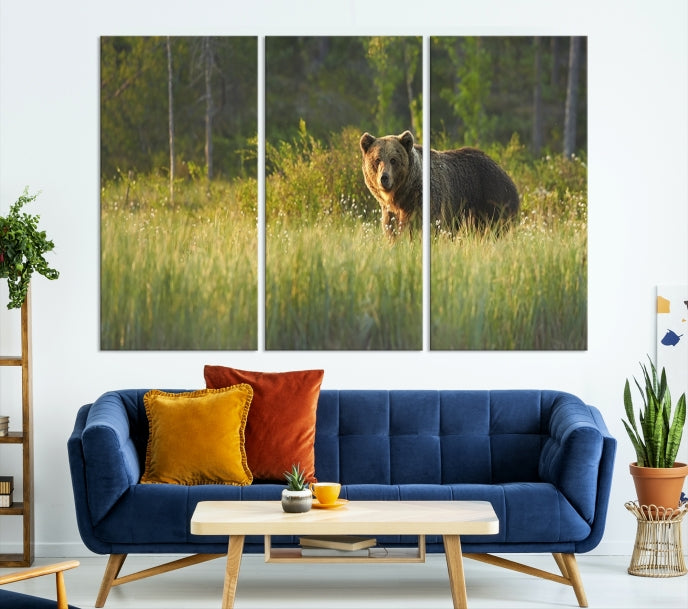 Wild Bears in Nature Large Wall Art Canvas PrintFramedReady to Hang