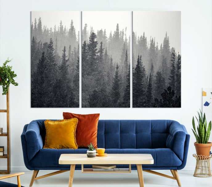 Foggy Forest Canvas Wall Art Framed Landscape Print Relaxing Wall Decor