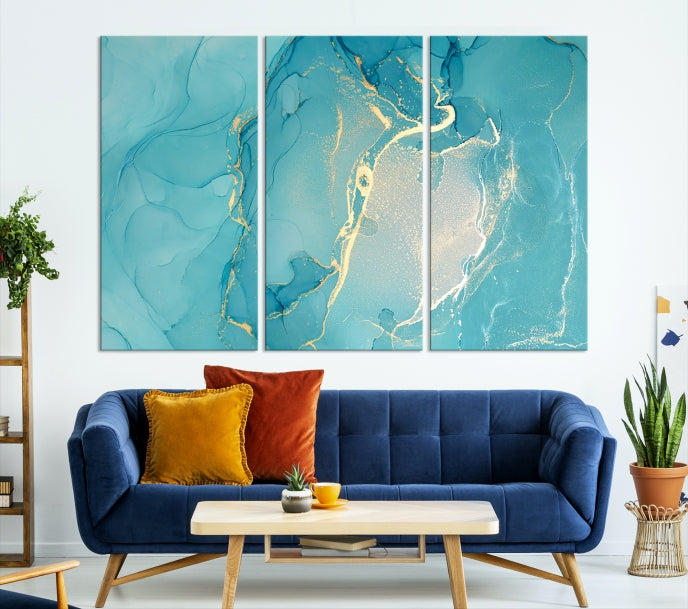 Large Turquoise Abstract Canvas Wall Art Abstract Print