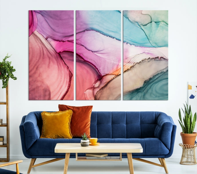 Colorful Marble Abstract Wall Art Print Canvas Living Room Kitchen Wall Decor