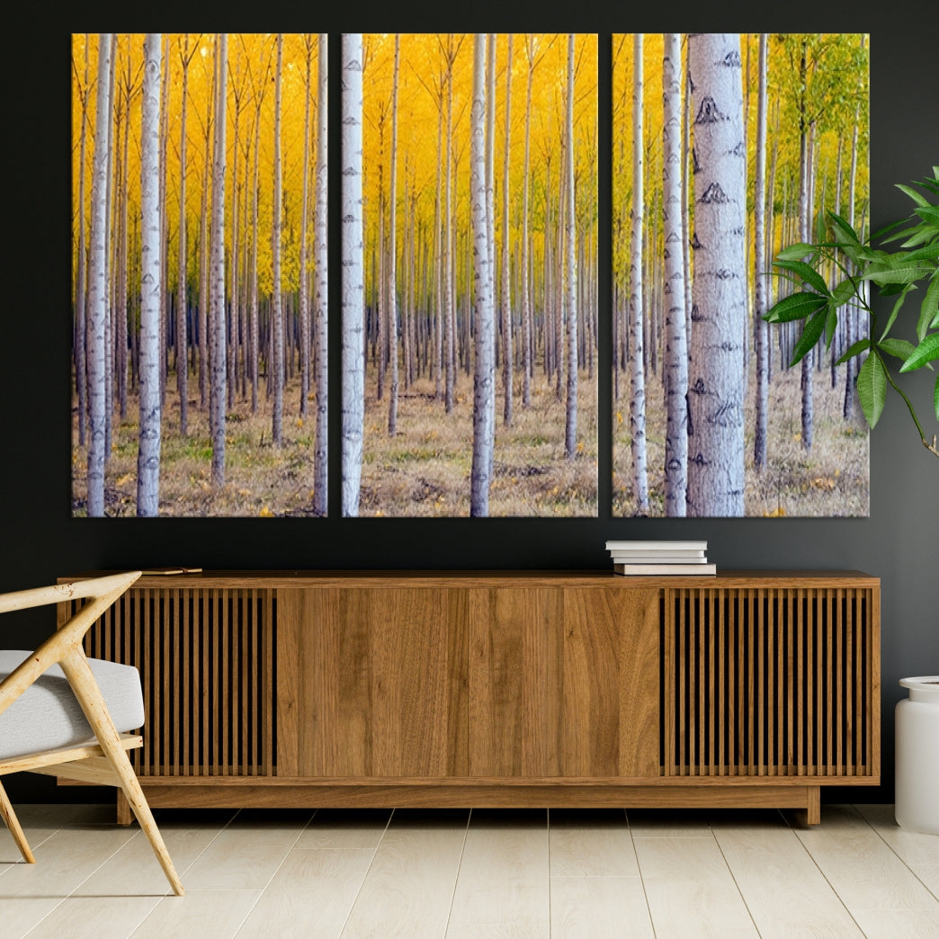 Yellow Forest Autumn Landscape Tree Wall Art Landscape Canvas Print
