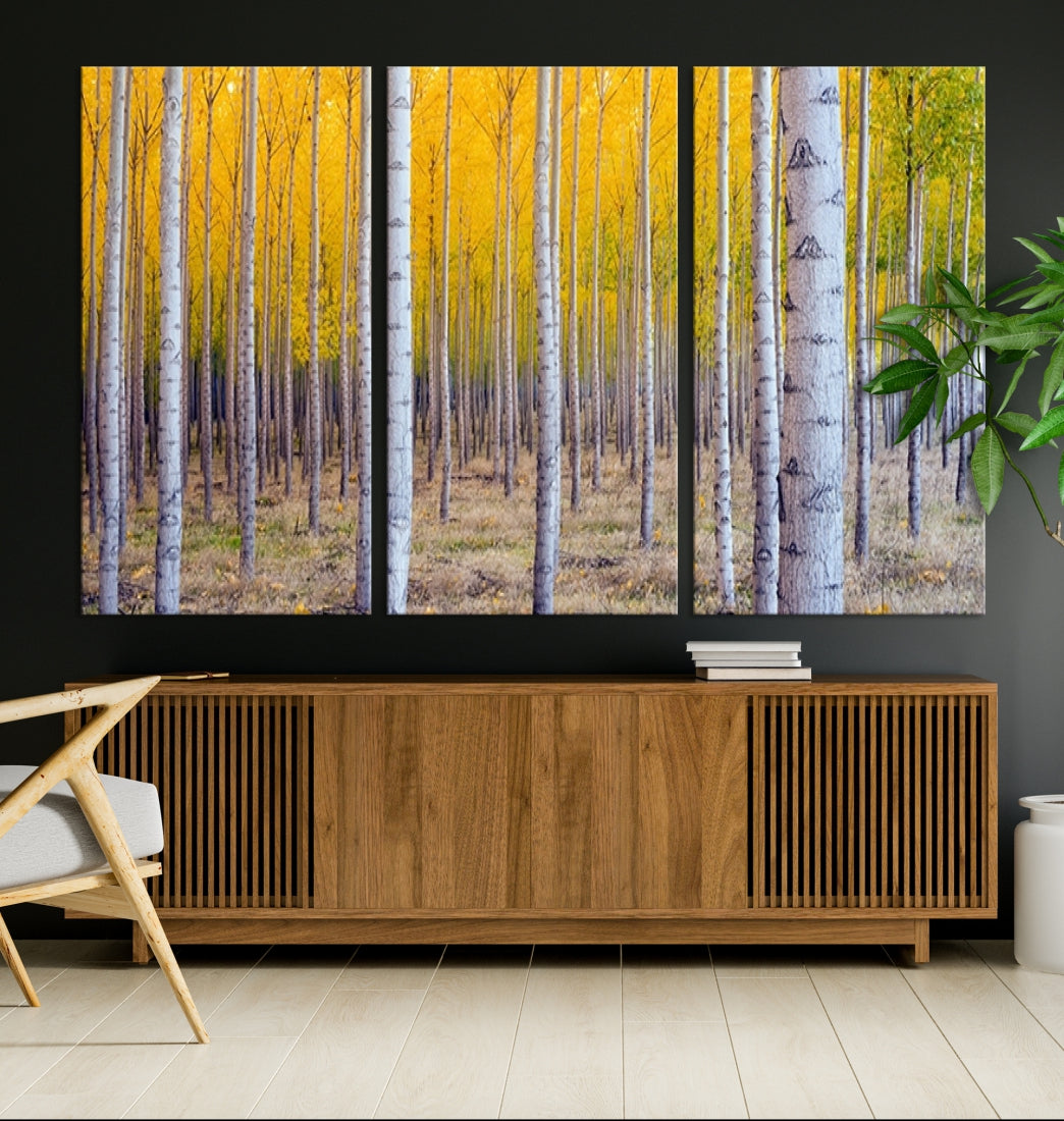 Yellow Forest Autumn Landscape Tree Wall Art Landscape Canvas Print