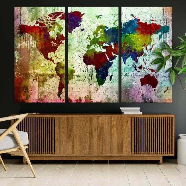 Watercolor World Map Canvas Print