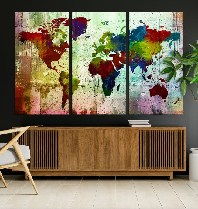 Watercolor World Map Canvas Print