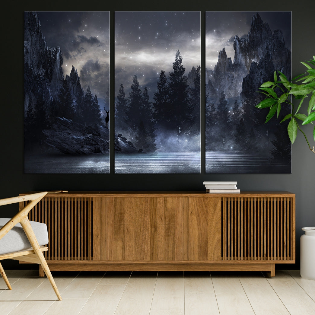 Thrilling Dark Forest Wall Art Canvas Print