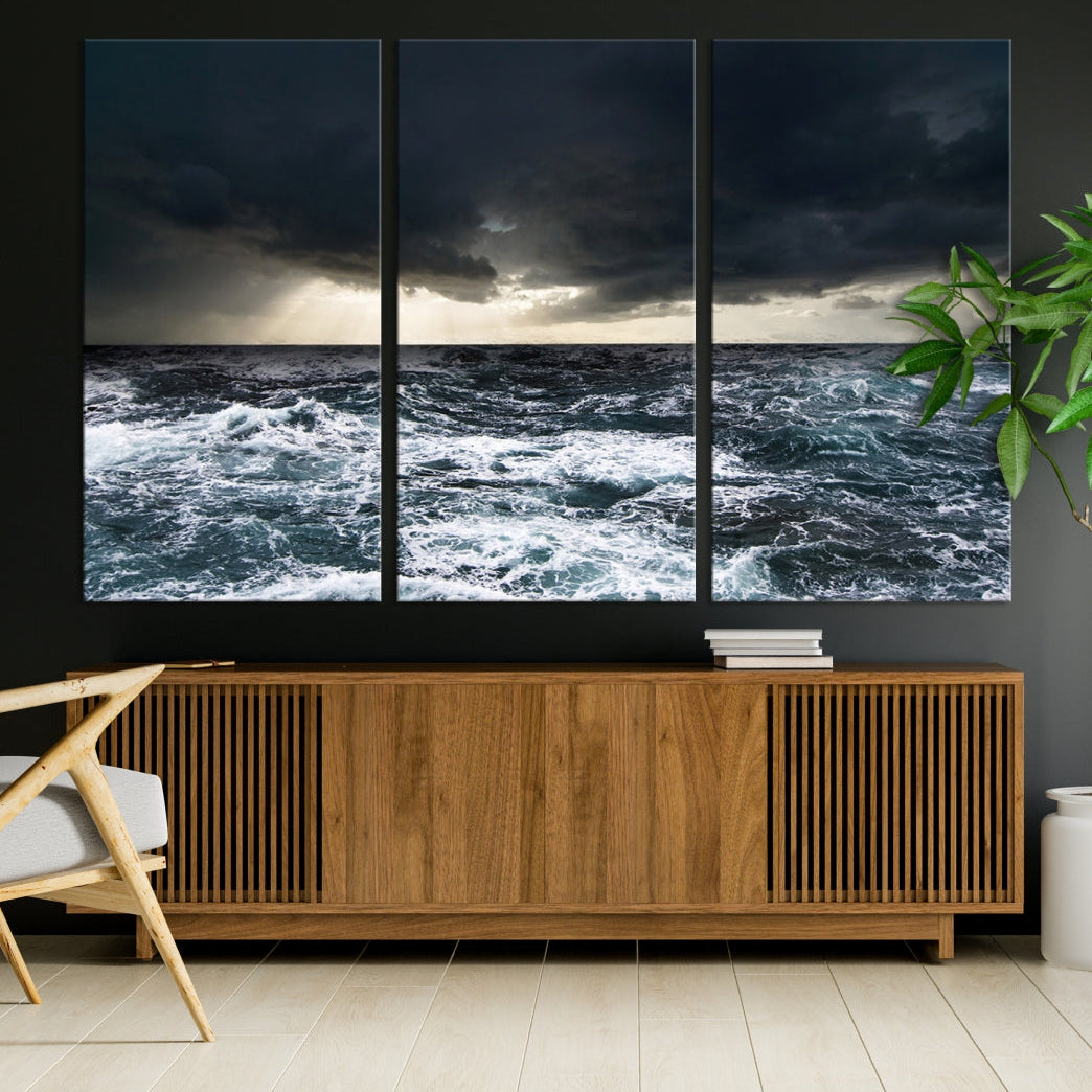 Stormy Sea Ocean Landscape Large Canvas Art Print for Home Decoration