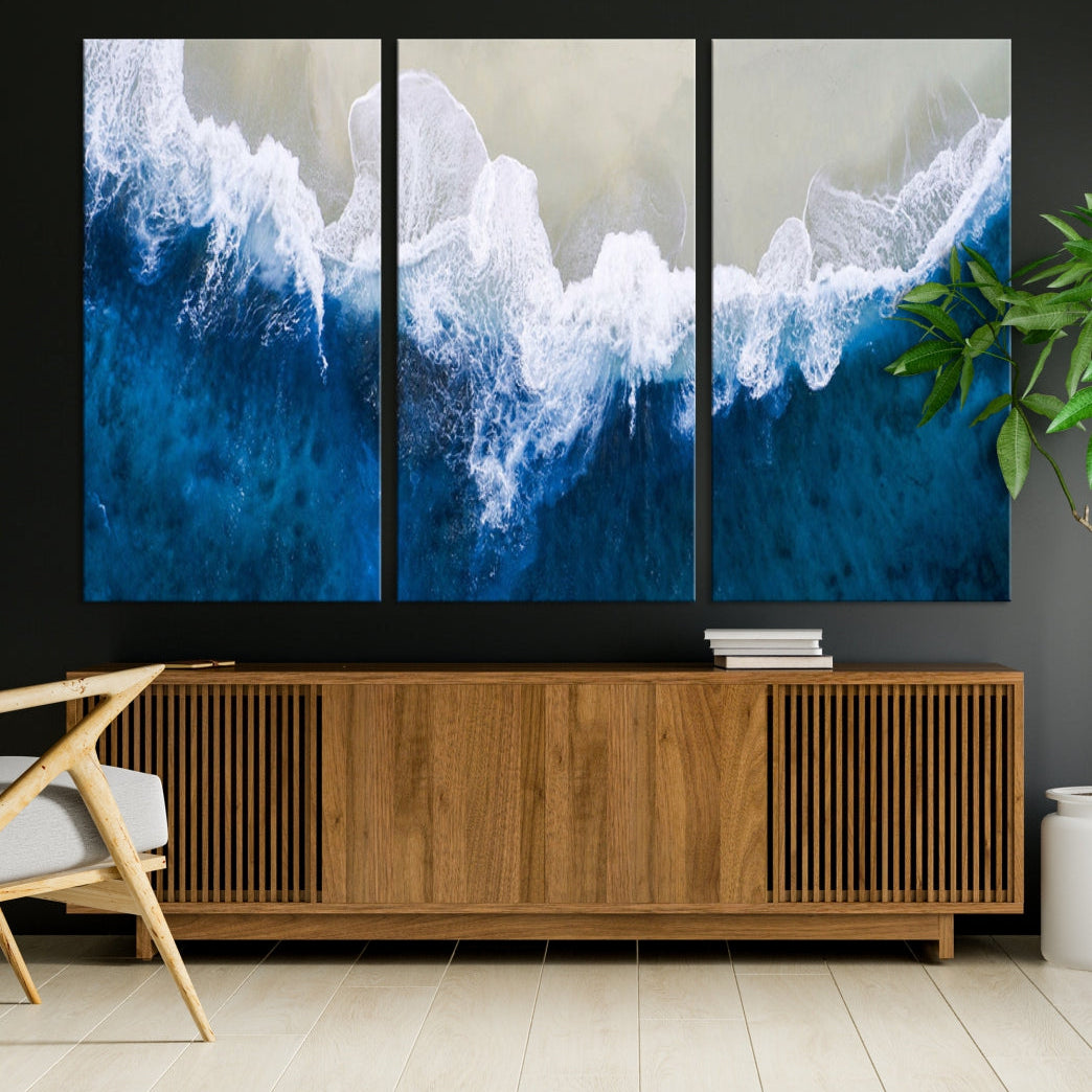 Hypnotic Aerial Beach Photo Wall Art Print Extra Large Ocean Canvas Print