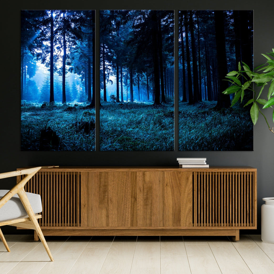 Mystic Dark Forest Wall Art Large Forest Canvas Print Landscape Canvas Art Multi Panel Wall Art Large Piece Canvas Set