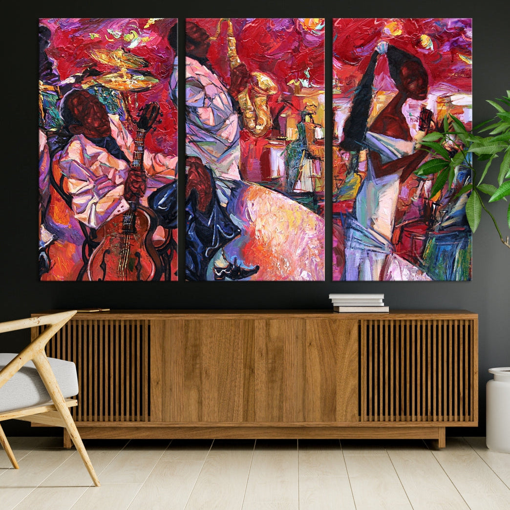 Vivd Abstract Jazz Painting Canvas Wall Art African American Music Art Decor