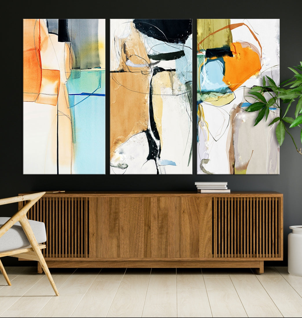 Contemporary Boho Style Abstract Canvas Wall Art Print