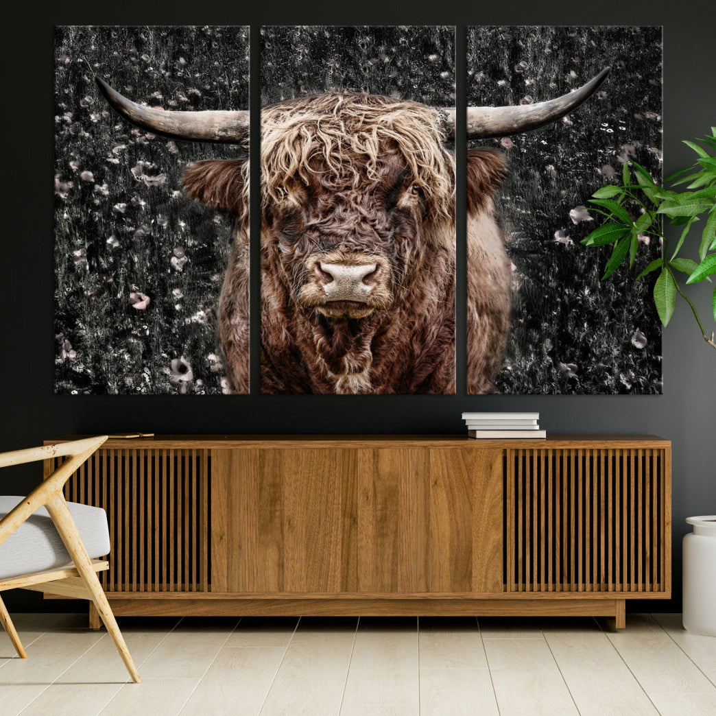 Highland Cow Photography Canvas Wall Art Print Animal Wall Art Painting Large Cow Canvas Print Home Office Ranch Farm