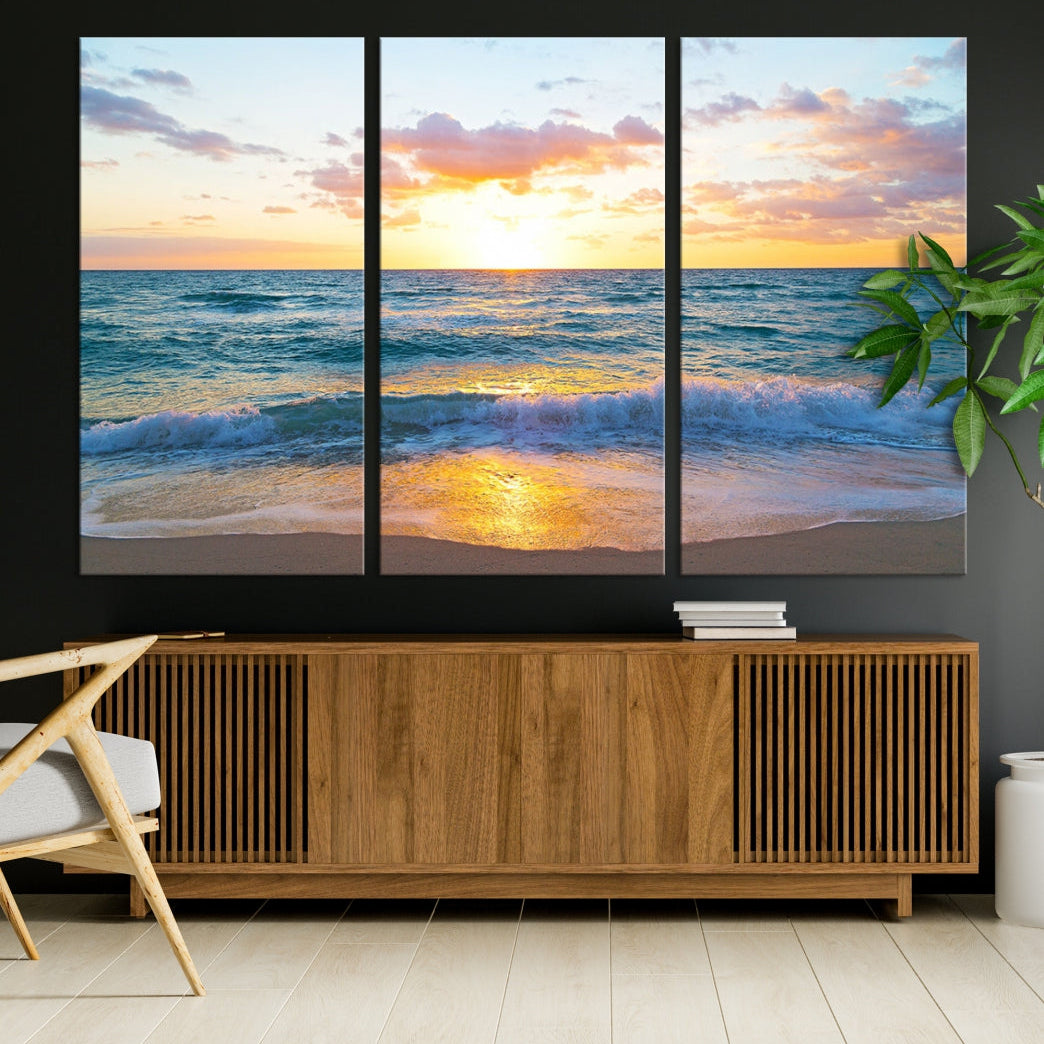 Ocean Beach Canvas Wall Art Beach Canvas, Coastal Artwork Print for Living Room Home Office Decor, Beach Wall Art, Sea