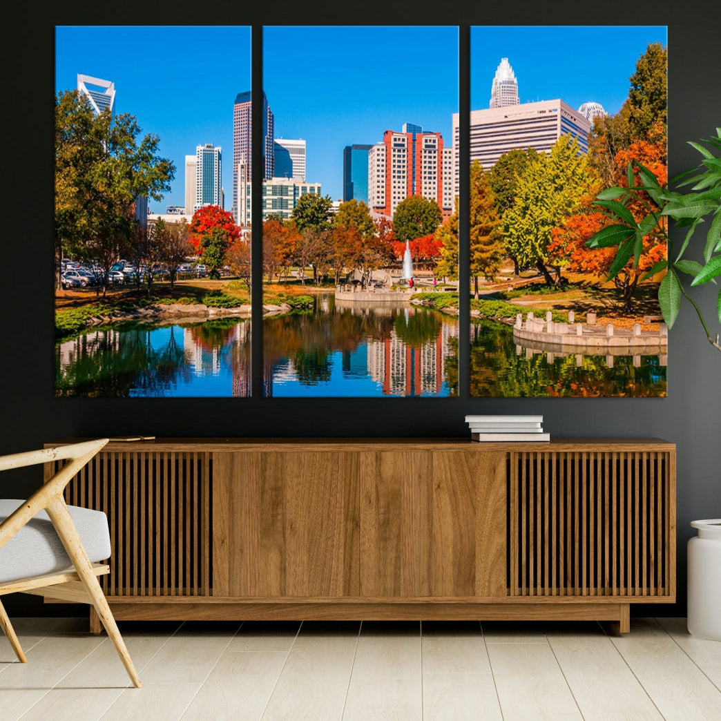 Charlotte City Photo Print Framed Canvas Wall Art Cityscape Wall Decor