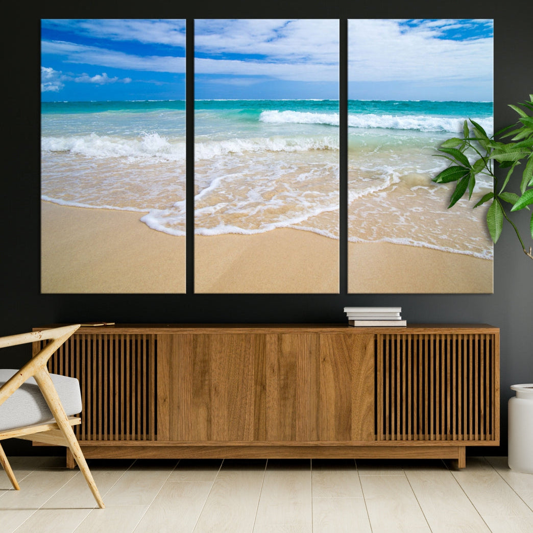 Soothing Tropical Beach Wall Art Canvas Print Coastal Ocean Holiday Season Wall Decor