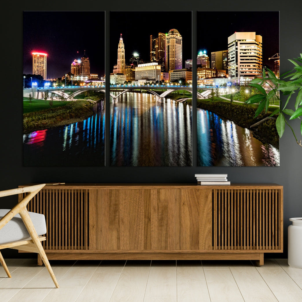 Downtown Columbus City Photography Wall Art Decor Skyline Canvas Print