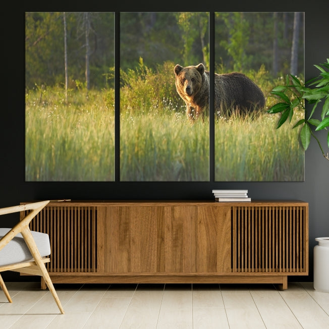 Wild Bears in Nature Large Wall Art Canvas PrintFramedReady to Hang