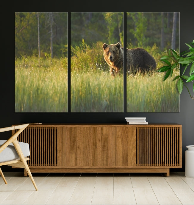 Wild Bears in Nature Large Wall Art Canvas PrintFramedReady to Hang